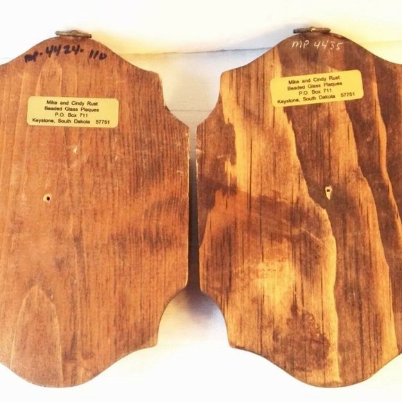 Set of 2 Beaded Glass Wall Plaques of Cowboy Child - Picture 5 of 7